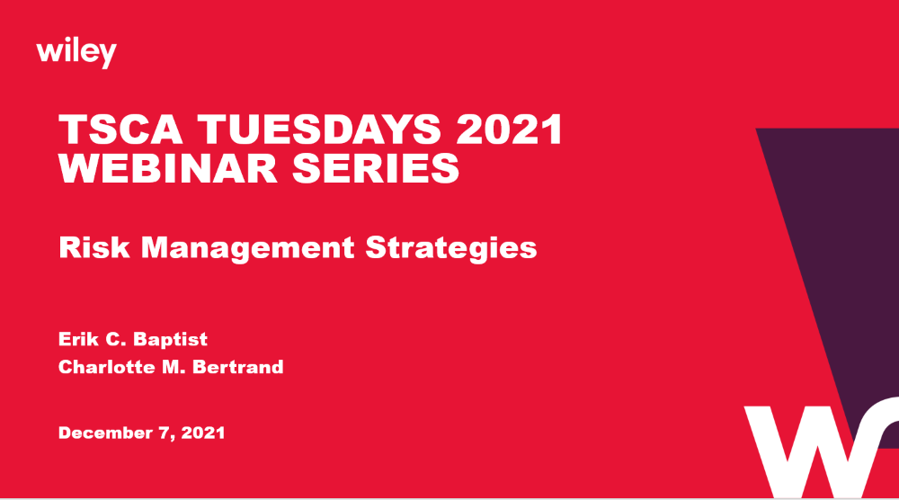Photo of TSCA Tuesdays: Risk Management Strategies